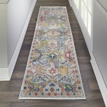 Nourison Ankara Global ANR12 Runner Rug, Grey/Multicolor, 2' x 6'