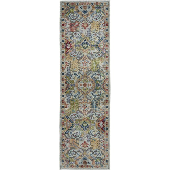 Nourison Ankara Global ANR12 Runner Rug, Grey/Multicolor, 2'4" x 8'