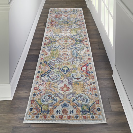 Nourison Ankara Global ANR12 Runner Rug, Grey/Multicolor, 2'4" x 8'