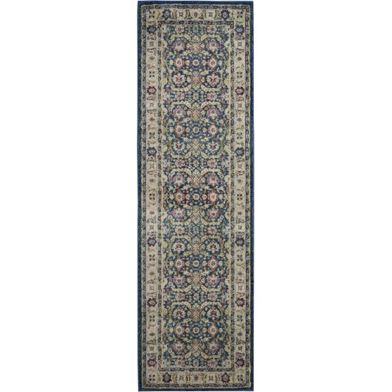 Nourison Ankara Global ANR13 Runner Rug, Navy/Multicolor, 2' x 6'