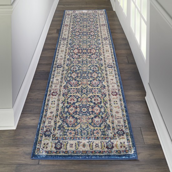 Nourison Ankara Global ANR13 Runner Rug, Navy/Multicolor, 2' x 6'