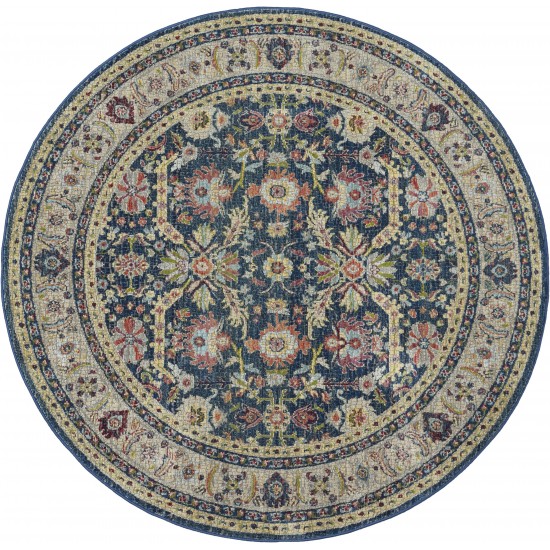 Nourison Ankara Global ANR13 Area Rug, Navy/Multicolor, 4' x Round