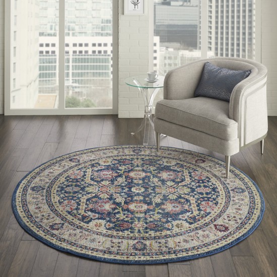 Nourison Ankara Global ANR13 Area Rug, Navy/Multicolor, 4' x Round