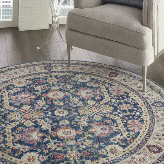 Nourison Ankara Global ANR13 Area Rug, Navy/Multicolor, 4' x Round