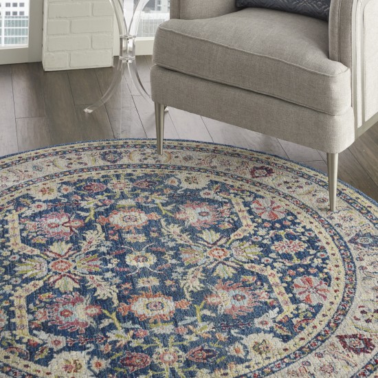 Nourison Ankara Global ANR13 Area Rug, Navy/Multicolor, 6' x Round