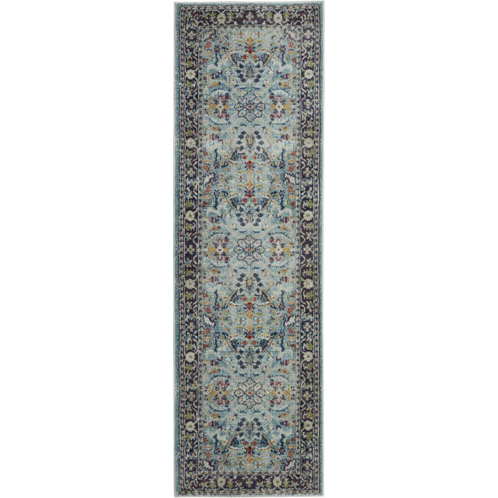 Nourison Ankara Global ANR14 Runner Rug, Teal/Multicolor, 2' x 6'