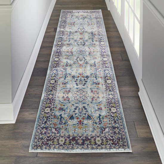 Nourison Ankara Global ANR14 Runner Rug, Teal/Multicolor, 2' x 6'