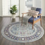 Nourison Ankara Global ANR14 Area Rug, Teal/Multicolor, 4' x Round