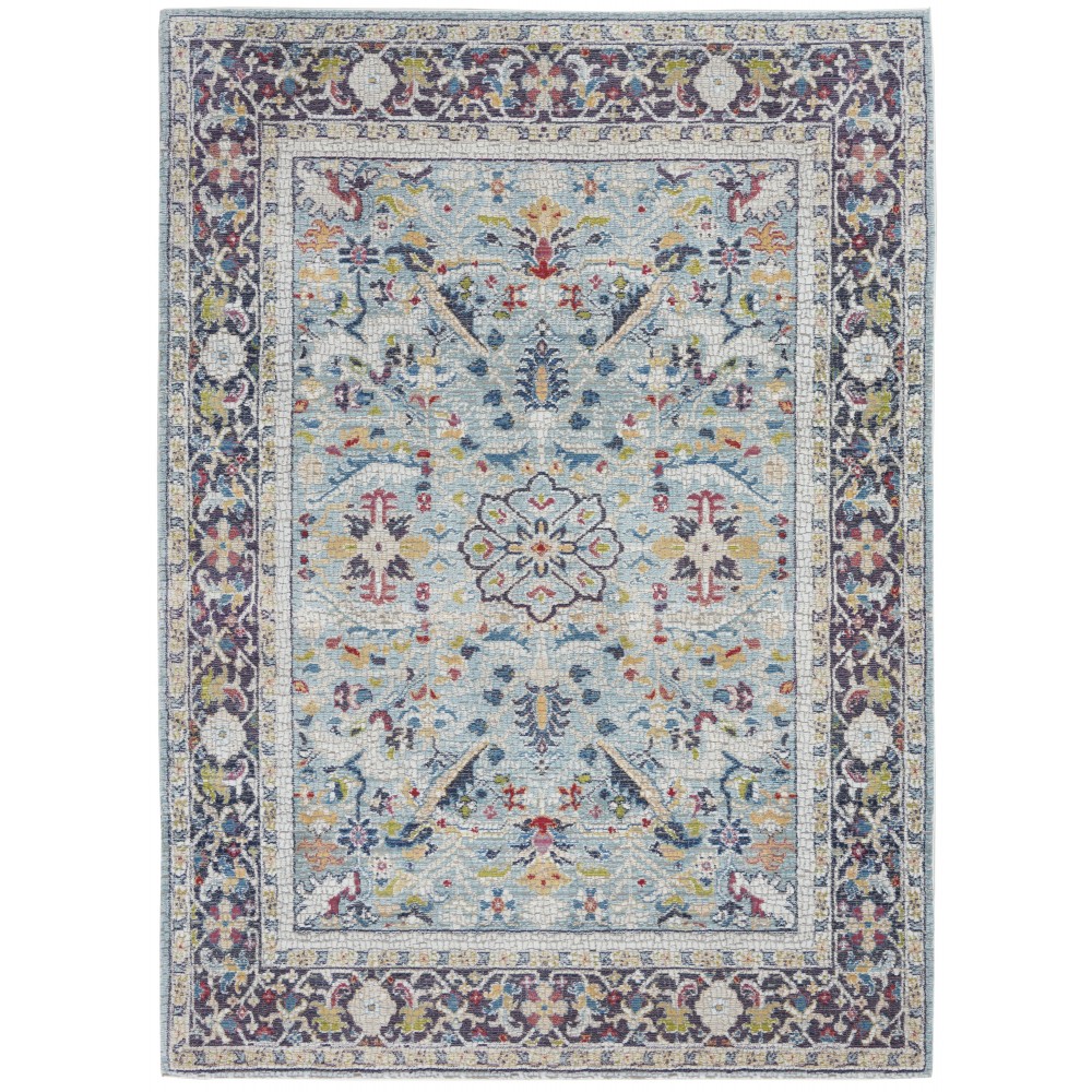 Nourison Ankara Global ANR14 Area Rug, Teal/Multicolor, 5'3" x 7'6"