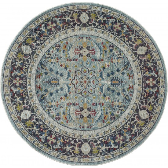 Nourison Ankara Global ANR14 Area Rug, Teal/Multicolor, 6' x Round