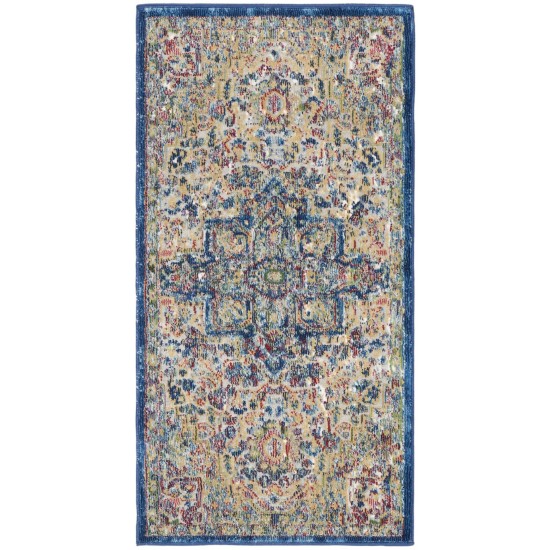 Nourison Ankara Global ANR15 Runner Rug, Grey/Navy, 2' x 4'