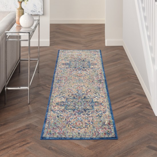 Nourison Ankara Global ANR15 Runner Rug, Grey/Navy, 2'4" x 8'