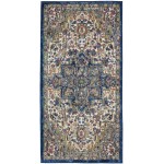 Nourison Ankara Global ANR15 Runner Rug, Ivory/Navy, 2' x 4'