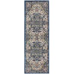 Nourison Ankara Global ANR15 Runner Rug, Ivory/Navy, 2'4" x 8'