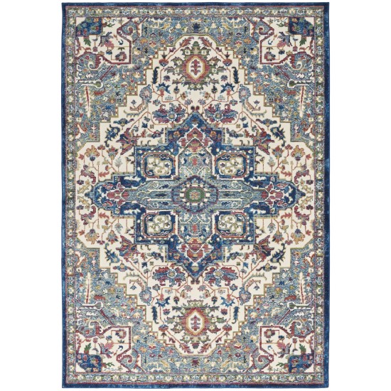 Nourison Ankara Global ANR15 Area Rug, Ivory/Navy, 4' x 6'