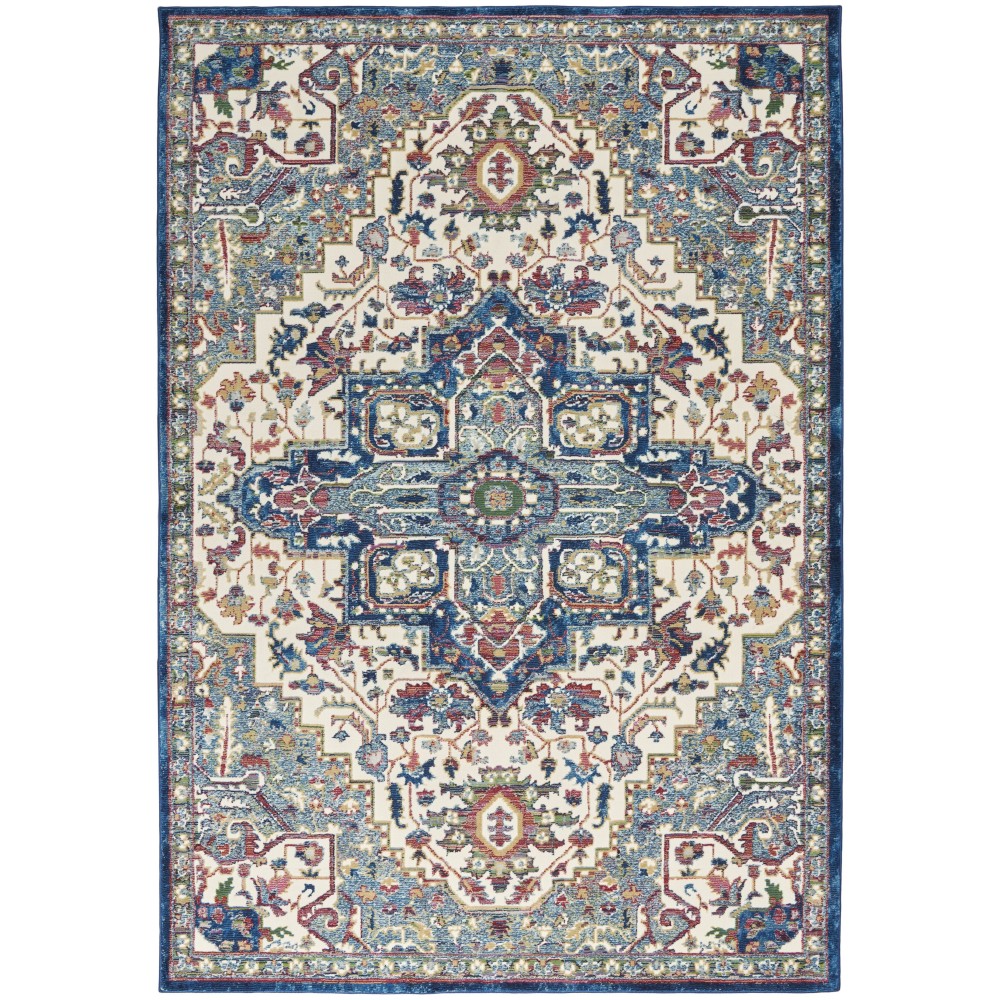 Nourison Ankara Global ANR15 Area Rug, Ivory/Navy, 4' x 6'