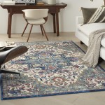 Nourison Ankara Global ANR15 Area Rug, Ivory/Navy, 4' x 6'