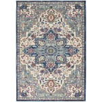 Nourison Ankara Global ANR15 Area Rug, Ivory/Navy, 5'3" x 7'6"