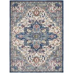 Nourison Ankara Global ANR15 Area Rug, Ivory/Navy, 7'10" x 9'10"