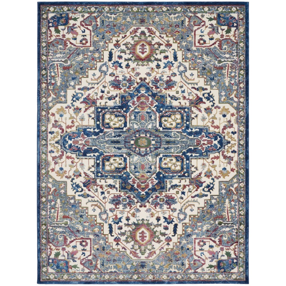 Nourison Ankara Global ANR15 Area Rug, Ivory/Navy, 7'10" x 9'10"