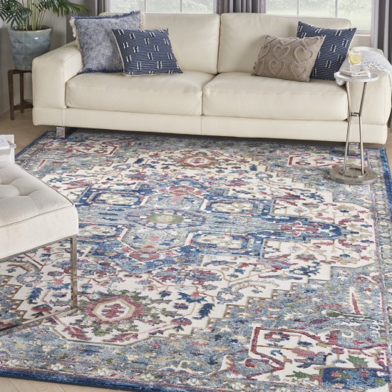 Nourison Ankara Global ANR15 Area Rug, Ivory/Navy, 7'10" x 9'10"