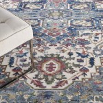 Nourison Ankara Global ANR15 Area Rug, Ivory/Navy, 7'10" x 9'10"