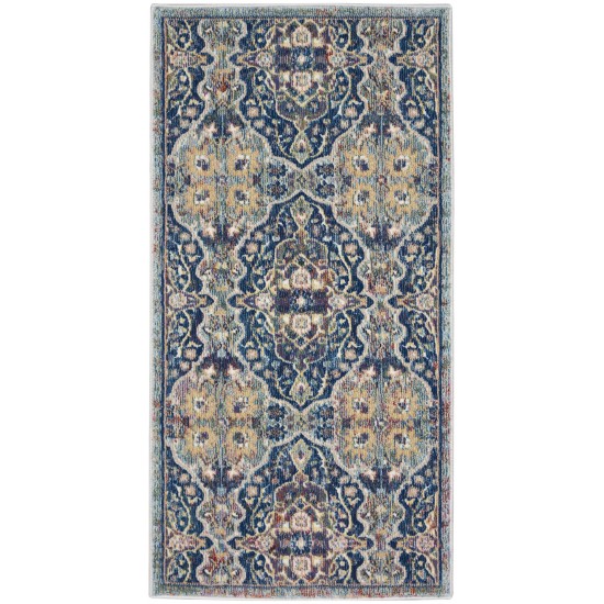 Nourison Ankara Global ANR16 Runner Rug, Navy/Multicolor, 2' x 4'