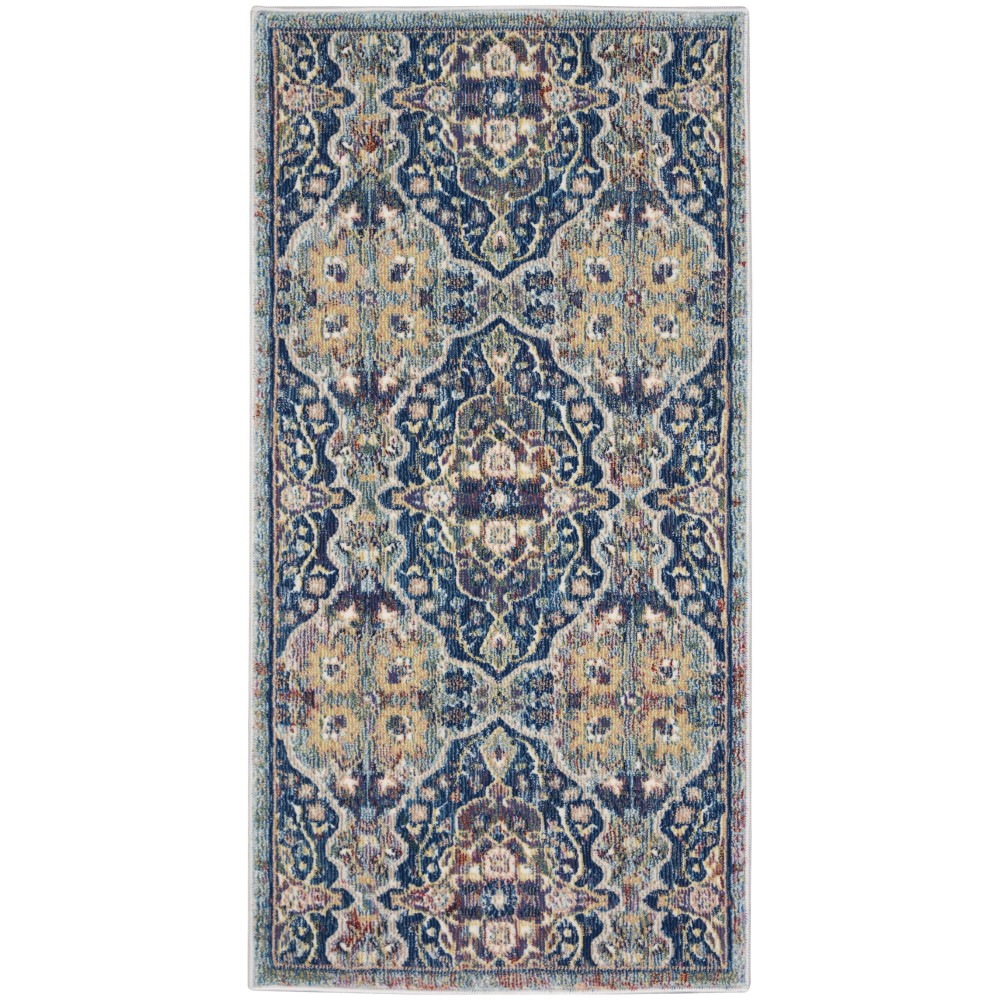 Nourison Ankara Global ANR16 Runner Rug, Navy/Multicolor, 2' x 4'