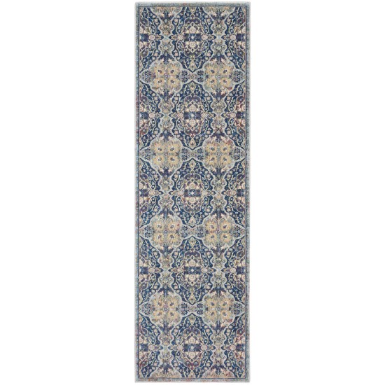 Nourison Ankara Global ANR16 Runner Rug, Navy/Multicolor, 2'4" x 8'