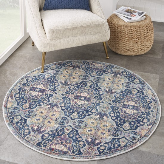 Nourison Ankara Global ANR16 Area Rug, Navy/Multicolor, 4' x Round