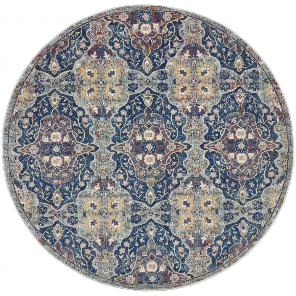 Nourison Ankara Global ANR16 Area Rug, Navy/Multicolor, 6' x Round