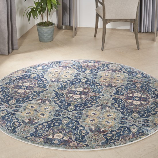 Nourison Ankara Global ANR16 Area Rug, Navy/Multicolor, 6' x Round