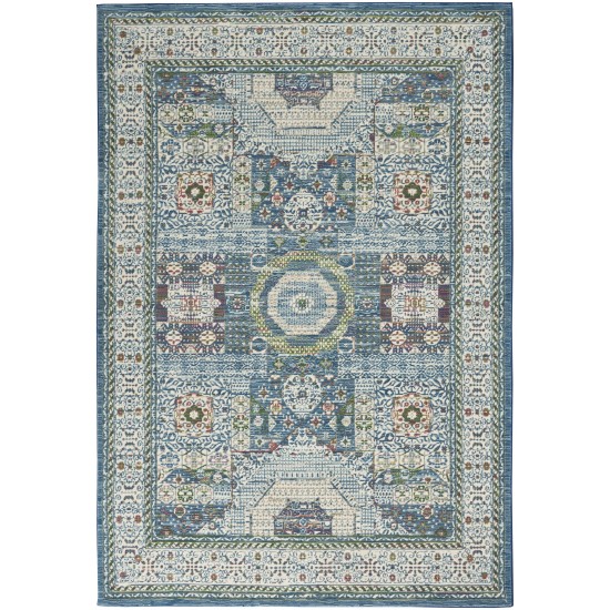 Nourison Ankara Global ANR17 Area Rug, Ivory/Light Blue, 4' x 6'