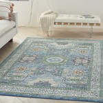 Nourison Ankara Global ANR17 Area Rug, Ivory/Light Blue, 4' x 6'