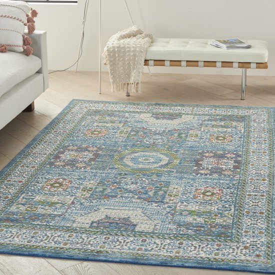 Nourison Ankara Global ANR17 Area Rug, Ivory/Light Blue, 5'3" x 7'6"