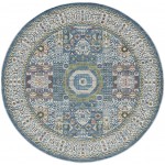 Nourison Ankara Global ANR17 Area Rug, Ivory/Light Blue, 6' x Round