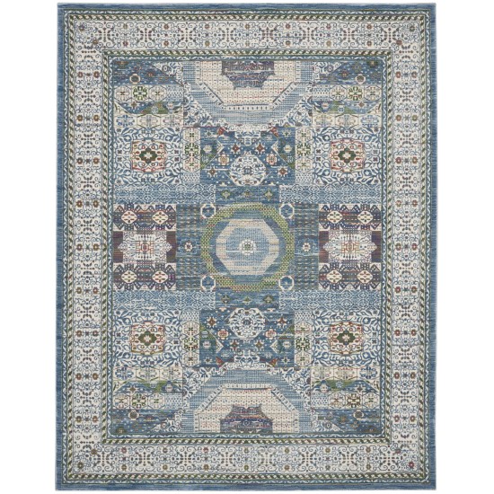 Nourison Ankara Global ANR17 Area Rug, Ivory/Light Blue, 7'10" x 9'10"