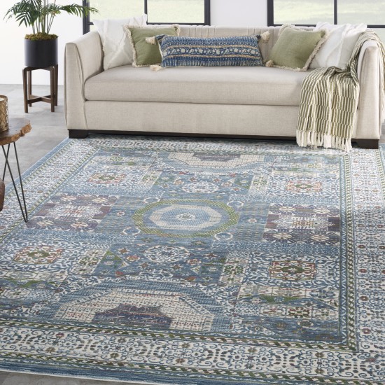 Nourison Ankara Global ANR17 Area Rug, Ivory/Light Blue, 7'10" x 9'10"