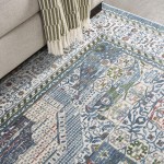 Nourison Ankara Global ANR17 Area Rug, Ivory/Light Blue, 8'10" x 11'10"