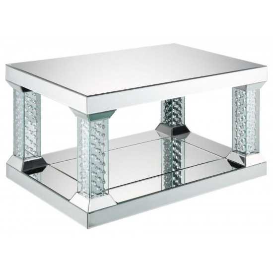 ACME Nysa Coffee Table, Mirrored & Faux Crystals
