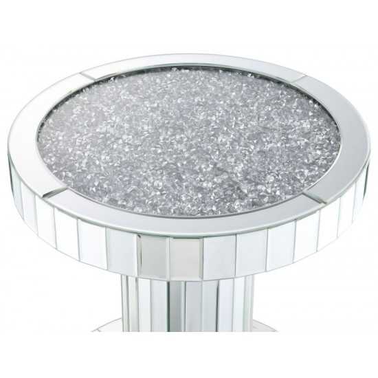 ACME Ornat End Table, Mirrored & Faux Stones