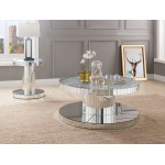 ACME Ornat End Table, Mirrored & Faux Stones