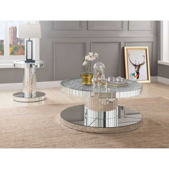 ACME Ornat End Table, Mirrored & Faux Stones