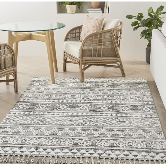 Nourison Asilah ASI03 Area Rug, Grey/Ivory, 4' x 6'2"