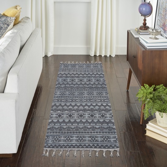 Nourison Asilah ASI03 Runner Rug, Light/Blue/Charcoal, 2'2" x 8'2"