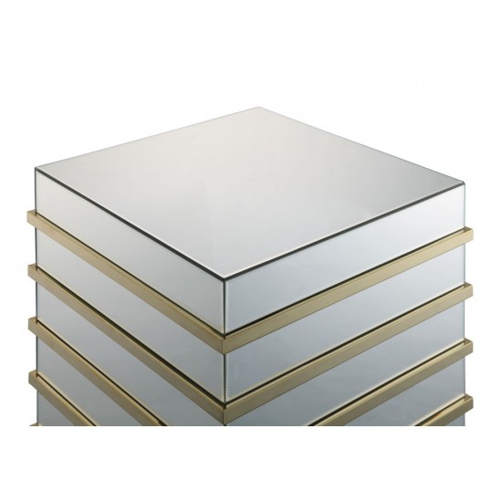 ACME Osma End Table, Mirrored & Gold