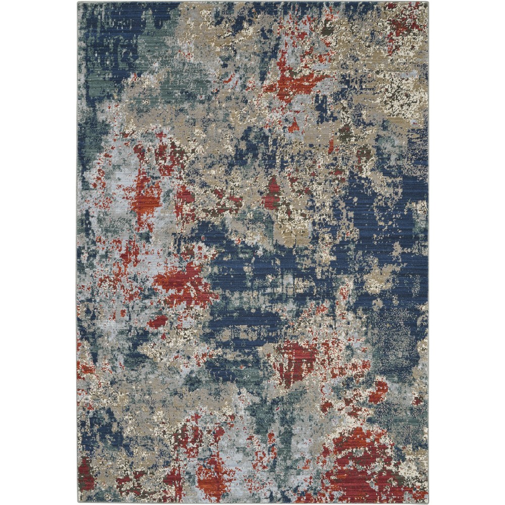 Nourison Artworks ATW01 Area Rug, Navy/Brick, 5'6" x 8'