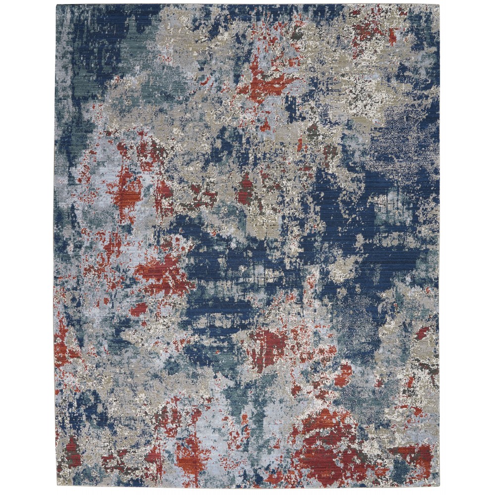 Nourison Artworks ATW01 Area Rug, Navy/Brick, 7'9" x 9'9"