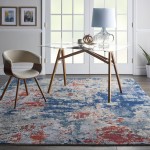 Nourison Artworks ATW01 Area Rug, Navy/Brick, 7'9" x 9'9"