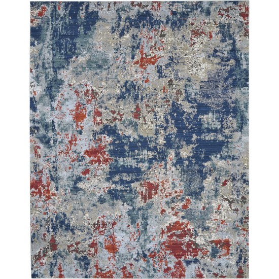 Nourison Artworks ATW01 Area Rug, Navy/Brick, 9'6" x 12'6"